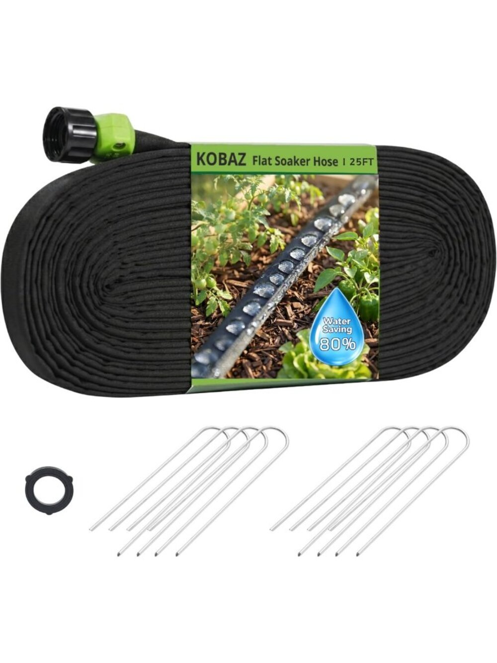 25 FT Garden Soaker Hose - Water-Saving Flat Hose for Lawn & Yard Irrigation
